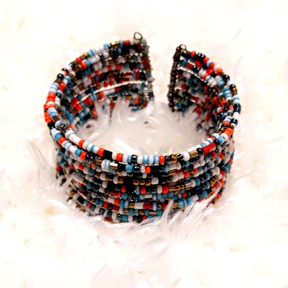 Beaded cuff bracelet